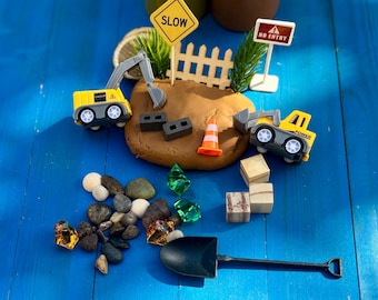 Construction Play-Doh Kit, Excavator Sensory Busy Box (Ages 3+)  perfect for on the go play