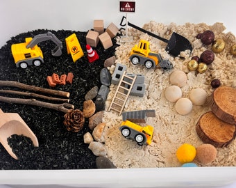 construction pour and play kit, construction kit, tractor, sensory kit, busy box, boys, birthday gift