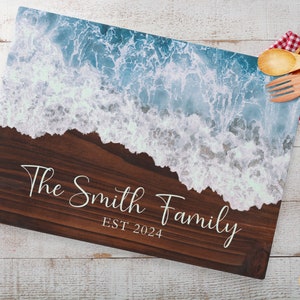 Personalized Ocean Theme Glass Cutting Board - Housewarming Gift