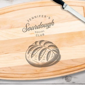 Sourdough Cutting Board, Personalized Gift for Bread Baker, Custom Cooking Present, Arched Wood Cutting Board with Groove - 12&quot; x 9&quot;