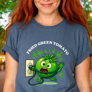 Foodie Gift Shirt, Comfort Colors Fried Green Tomato Unisex T-Shirt, Fun Vintage Graphic Tee for Southern Fans