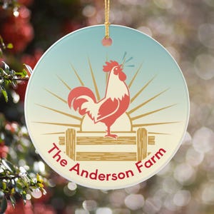 Personalized Chicken Ornament, Farmhouse Home Decor, Rustic Kitchen Accent, Country Christmas Decoration