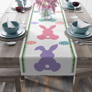 Easter Table Runner, Spring Dining Decor, Holiday Centerpiece, Bunny Decoration, Farmhouse Table Runner, Easter Egg Hunt Decor