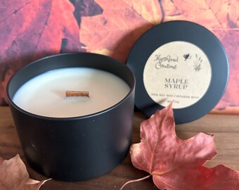Soy Candle - Maple Syrup - 8oz Black Tin