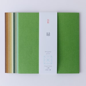 Pode incluir: Um pacote de 50 folhas de papel de origami em 10 tons diferentes de verde. O papel mede 15 cm x 15 cm e est&aacute; etiquetado como "Origami verde".