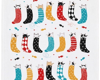 Tea Towel, Hand Towel, Onsen Towel , Cats In Socks