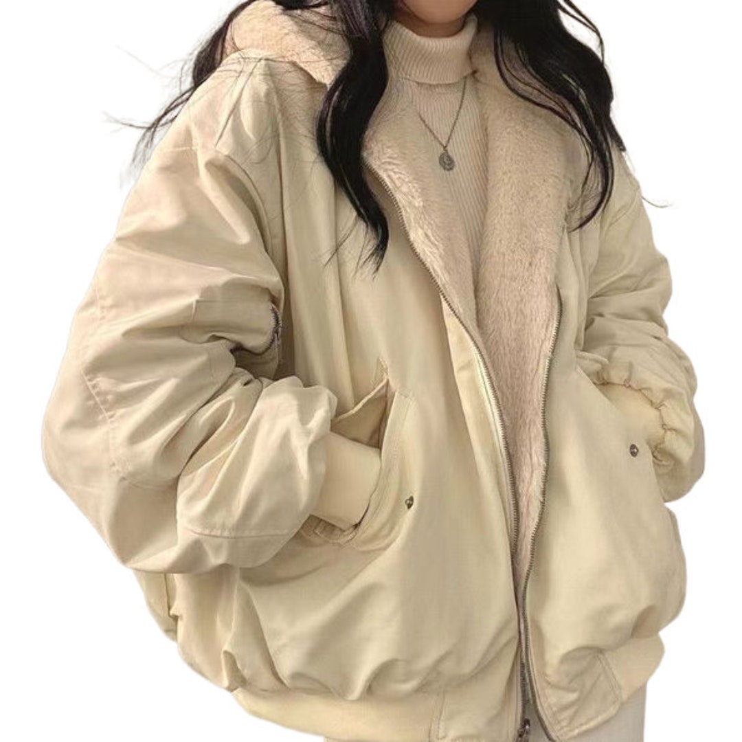 Lamb wool patchwork lapel loose casual jacket