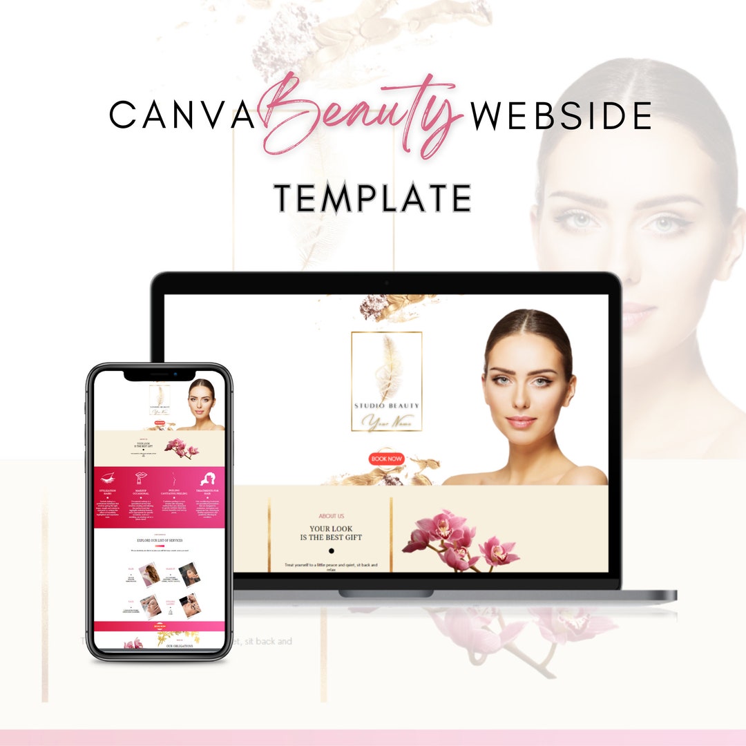 Beauty Website Template Canva Website for Makeup Artist - Etsy