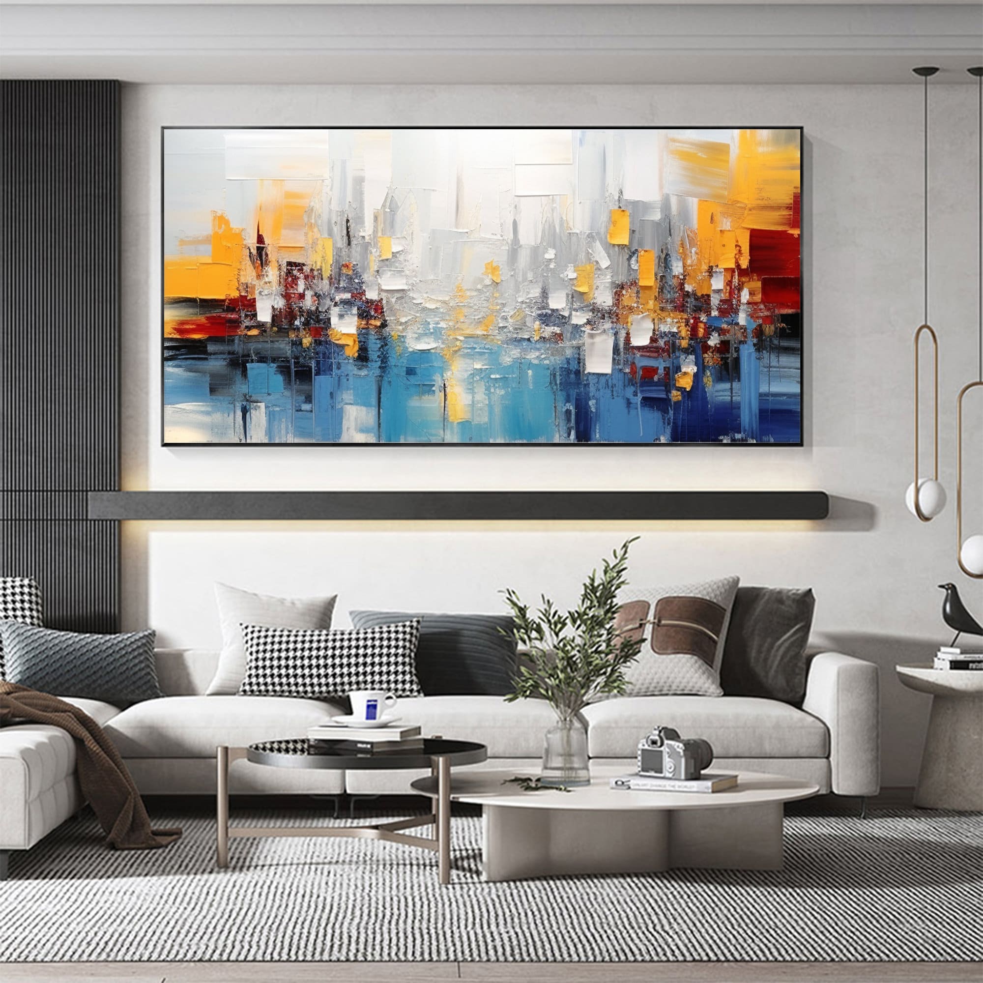 Abstract Cityscape Oil Painting on Canvas Large Wall Art Original ...