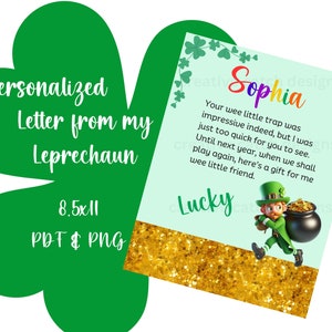 Carta do Leprechaun, Carta personalizada do meu Leprechaun, Carta digital para crianças no dia de São Patrício