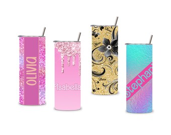 Tumbler Wraps, 20 oz Skinny, add your own text/name PNG and Canva Editable Templates