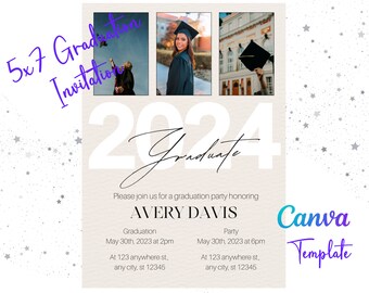 Graduation Party Template 2024, Instant Download, Edit in Canva, Graduation Invitation