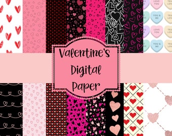 Valentine's Day Decorative Digital Paper Bundle
