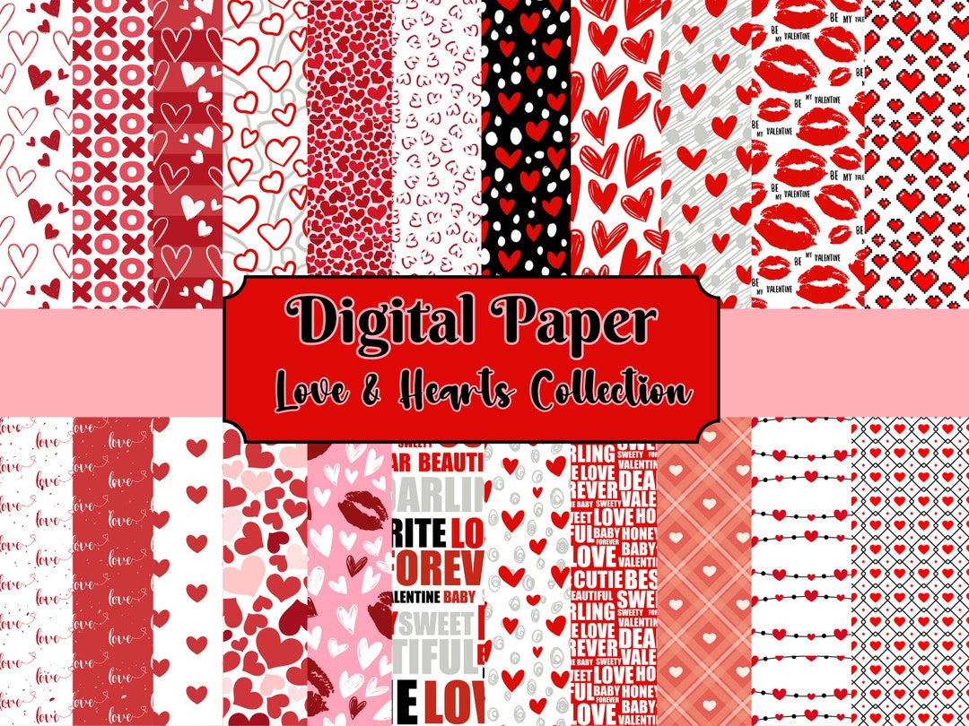 Digital Paper | PNG | JPG | Love & Hearts Collection - Etsy