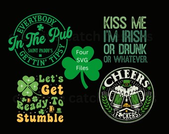 St. Patrick&#39;s Day SVG, Set mit vier lustigen Grafiken für Shirts
