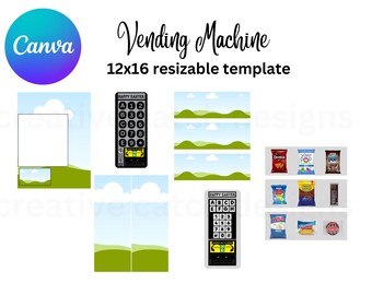 Vending Machine Template, Instant Download Canva Template, Tutorial Video, Birthday, Graduation, Easter