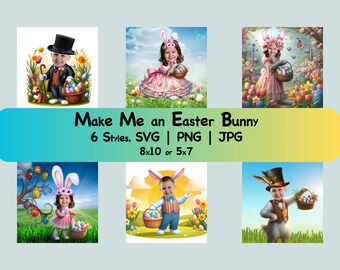 Easter Personalized Face Easter Bunny, Digital Easter Bunny with your Face