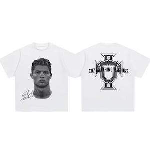 T-shirt Vintage Football Légendes - Ronaldo, Messi, Neymar | T-shirt Portrait Sport Streetwear | Cadeau Fan de Football | Mode Unisexe Overs