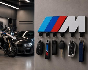 BMW M Paket Schlüsselanhänger 6x Haken BMW M Package Key Holder with Wall Mounted Key Rack Car Key Organizer Garage Decor Gift for BMW Fans