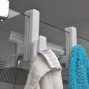 Shower hook towel holder for glass showers, assembly without drilling, glass thickness 6 mm or 8 mm