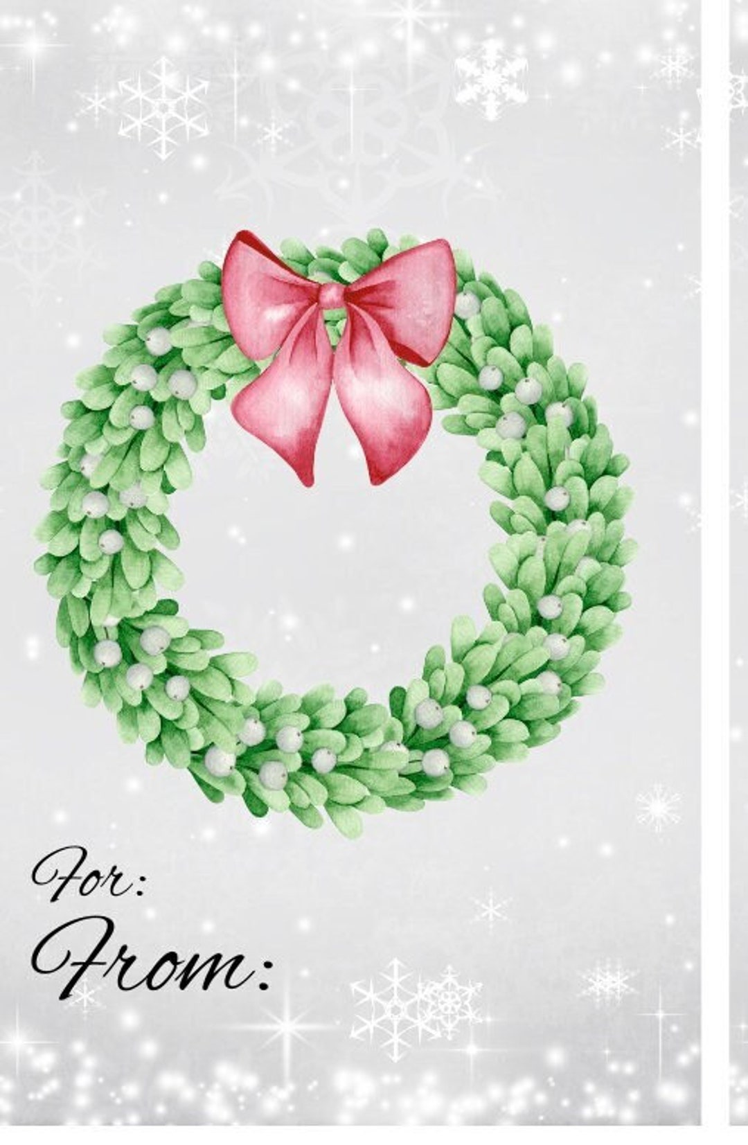 Christmas Wreath Gift Tags printable - Etsy