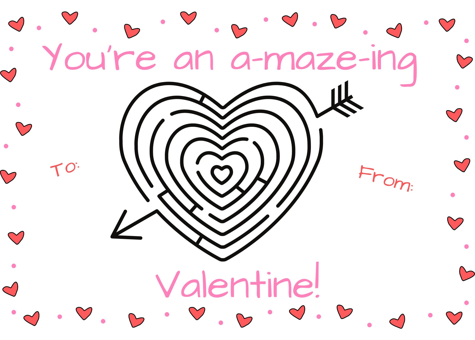 A maze ing Valentine Postcard printable Etsy A maze ing Valentine Postcard printable Etsy