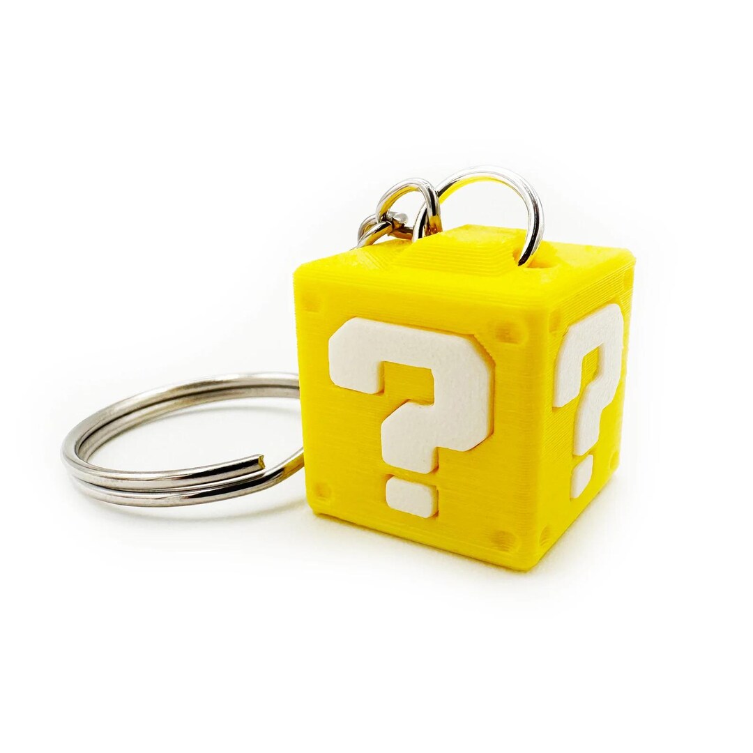 Retro Question Block Keychain – Yellow 3D Printed Gamer Gift - Etsy