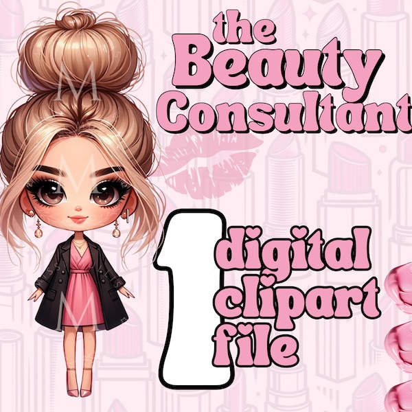 Schoonheidsconsulent Chibi Style Cllipart | Make-up artiest thema clipart