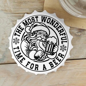 The Most Wonderful Time for a Beer Bottle Opener | Magnetic Santa Opener | Holiday Barware Gift I Christmas Gift, Stocking Stuffer Gift