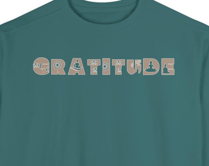 GRATITUDE Comfort Colors Sweatshirt: Thankful Heart Crewneck | Mindfulness Gift, Spiritual Pullover, Yoga Apparel