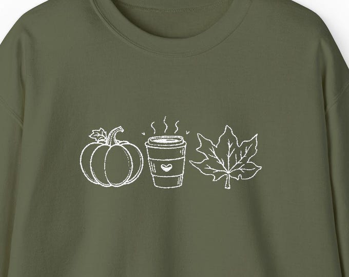 Embroidered Fall Sweatshirt: Pumpkin Spice Autumn Crewneck Cozy Pullover