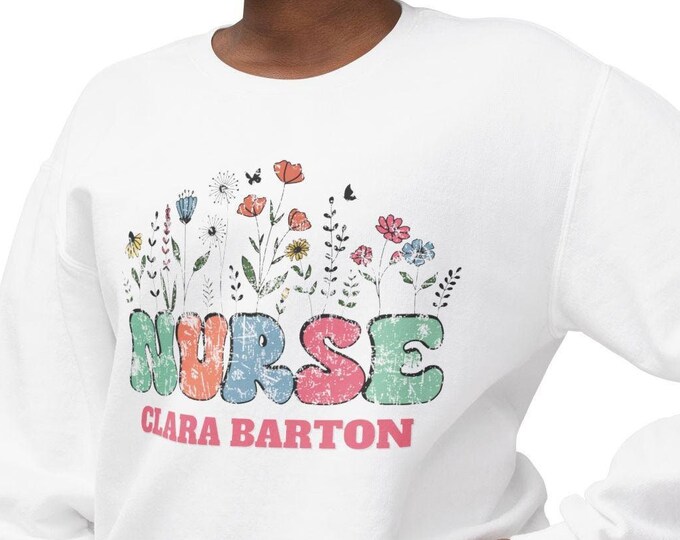 Personalized Nurse Wildflower Crewneck | Comfort Colors Nurse Gift | Custom Name Sweatshirt for Nurses | Cozy Nurse Apparel | RN LPN Gift