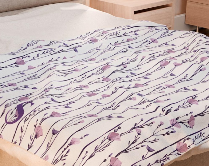 Personalized Lavender Velveteen Plush Blanket: Custom Name or Mantra Throw | Wellness Gift, Affirmation Blanket