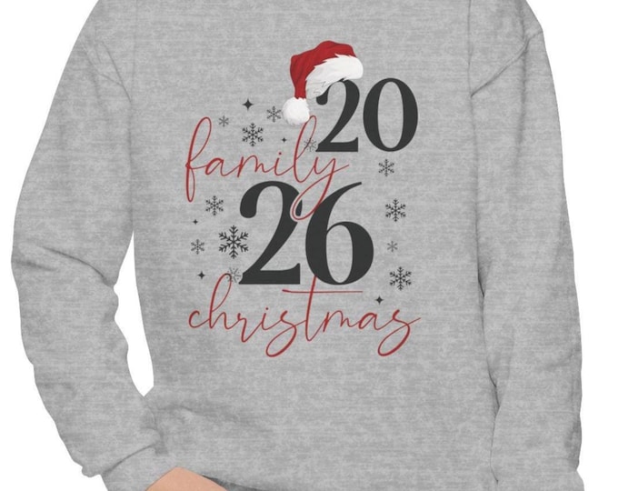 Personalized Youth Christmas 2026 Sweatshirt | Unisex Cozy Cotton Blend Santa Hat Sweatshirt