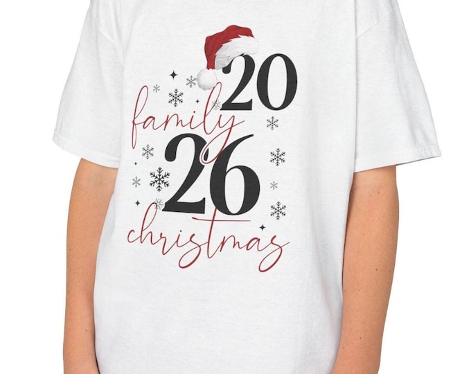 Personalized Family Christmas 2026 Kids T-Shirt | Unisex Santa Hat Cotton Tee