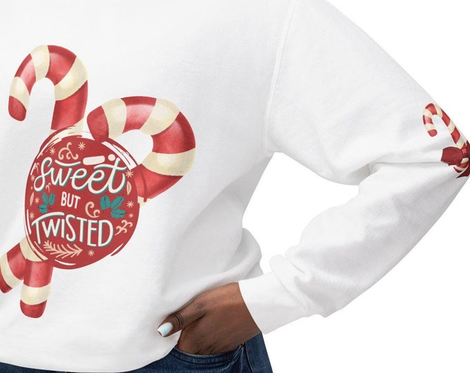 Sweet But Twisted Candy Cane Christmas Sweatshirt: Comfort Colors Unisex Holiday Shirt