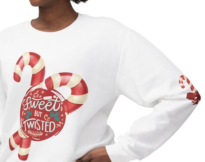 Sweet But Twisted Candy Cane Christmas Crewneck Sweatshirt Unisex | Comfort Colors Holiday Shirt | Soft Cotton Sizes S-3XL