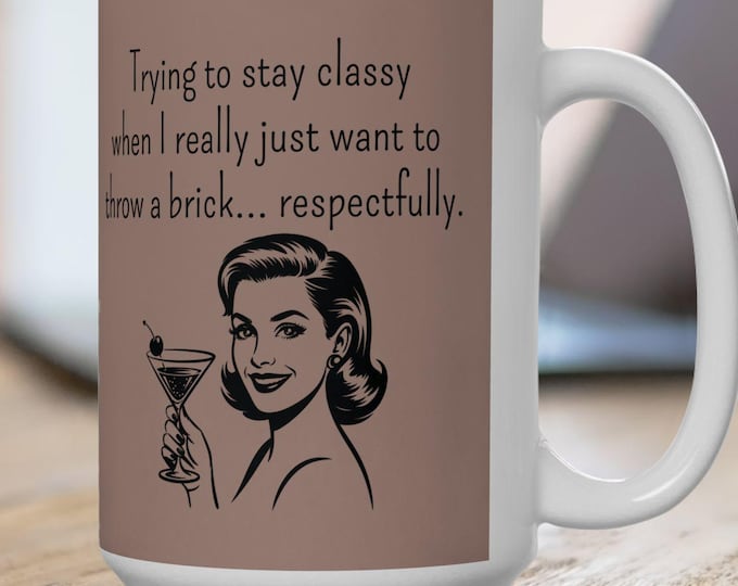 Retro Martini Lady Coffee Mug: Sarcastic Gift for Coworker