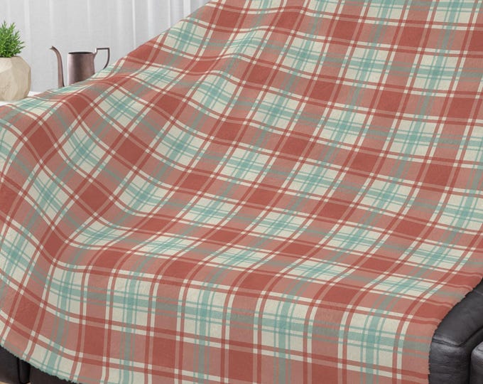 Red & Green Plaid Minky Blanket: Farmhouse Holiday Decor | Cozy Winter Throw | Rustic Cabin Accent