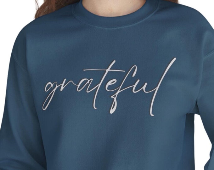 Grateful Fall Crewneck Sweatshirt | Cozy Unisex Sweater | Thanksgiving Apparel | Sizes S-5XL | Plus Size Clothing | 14 Colors | Autumn Style