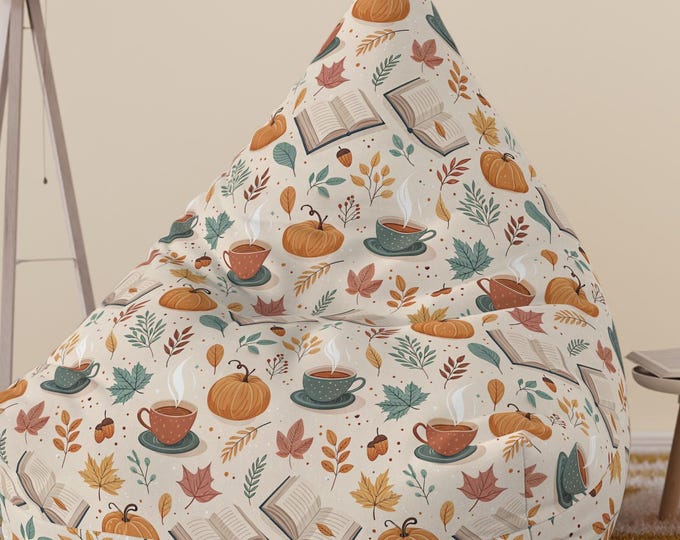 Fall Pumpkin & Leaves Bean Bag Chair Cover: Cozy Autumn Decor