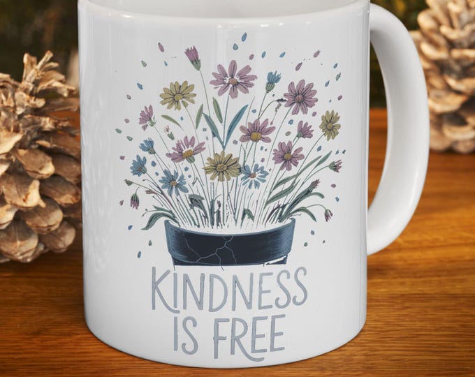 Kindness Is Free Mug | Wildflower Floral Coffee Cup