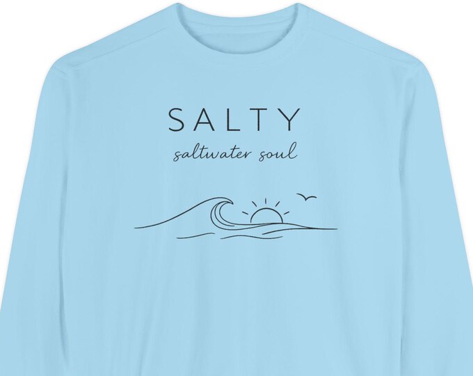 Salty Saltwater Soul Sweatshirt | Minimalist Ocean Crewneck | Comfort Colors