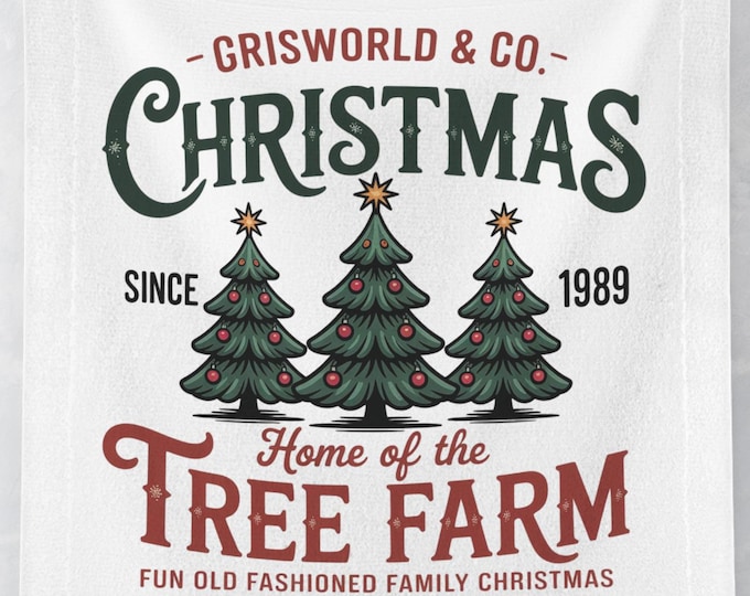Griswold's Tree Farm Christmas Hand Towel | Retro Holiday, Since 1989