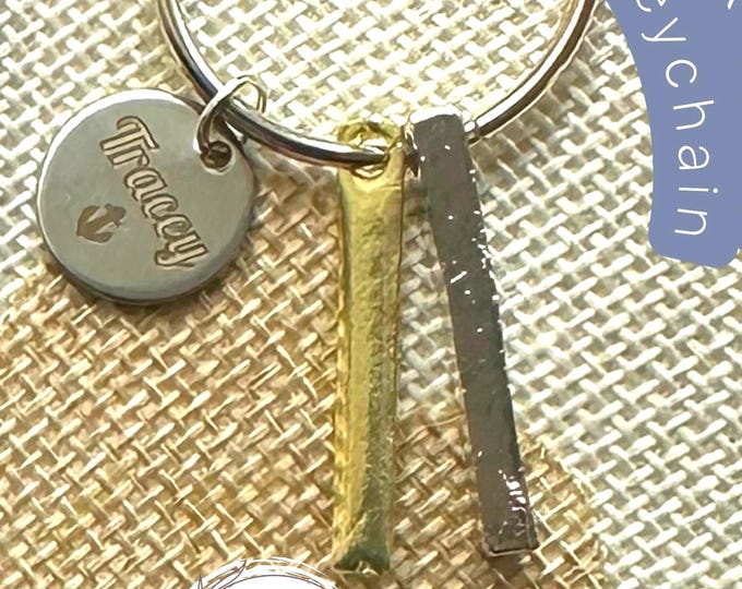 Through Thick & Thin Keychain Set | Personalized Friendship or Couples Keychain, Custom Engraved Pendant | Anchor Symbol I Gift for Her