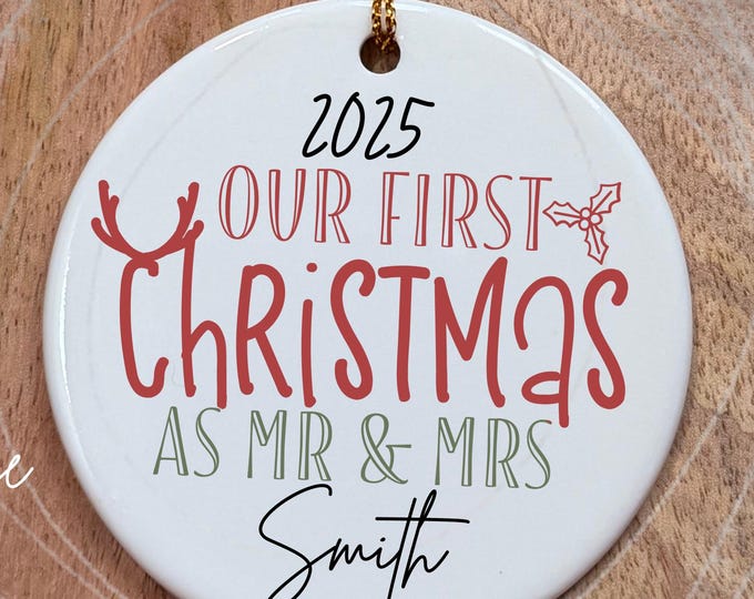 Personalized First Christmas Ornament: Newlywed Keepsake