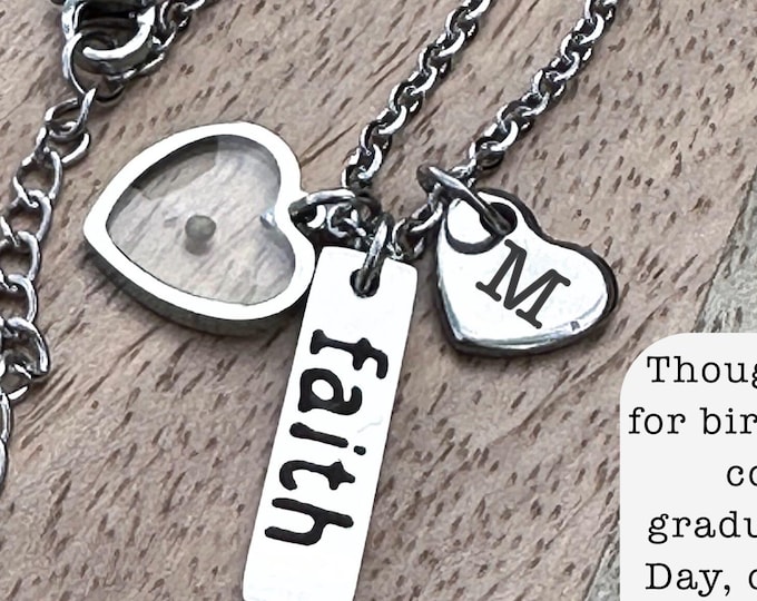 Personalized Mustard Seed Necklace: Christian Faith Jewelry Gift with Initial, Cross, Birthstone Options