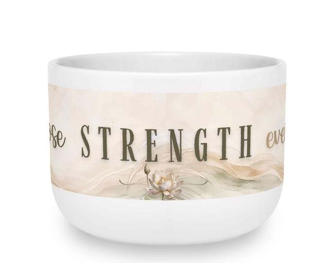 I Choose Strength Latte Mug, 25oz Watercolor Mountains Lotus Coffee Cup