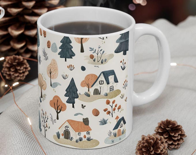 Cottagecore Forest Mug: Cozy Fall Coffee Cup, 11oz/15oz