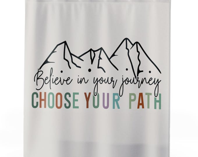 Mountain Shower Curtain | Motivational Bathroom Decor, Wellness Gift